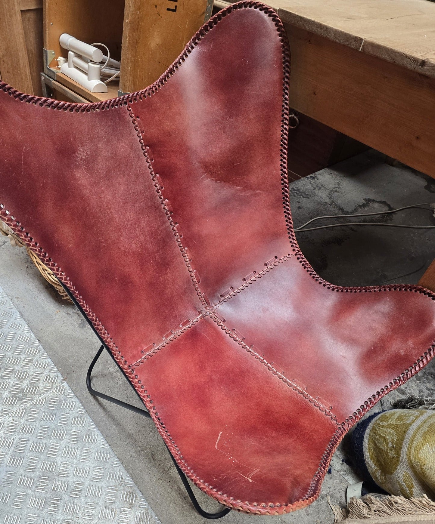 Red Leather Butterfly Chair