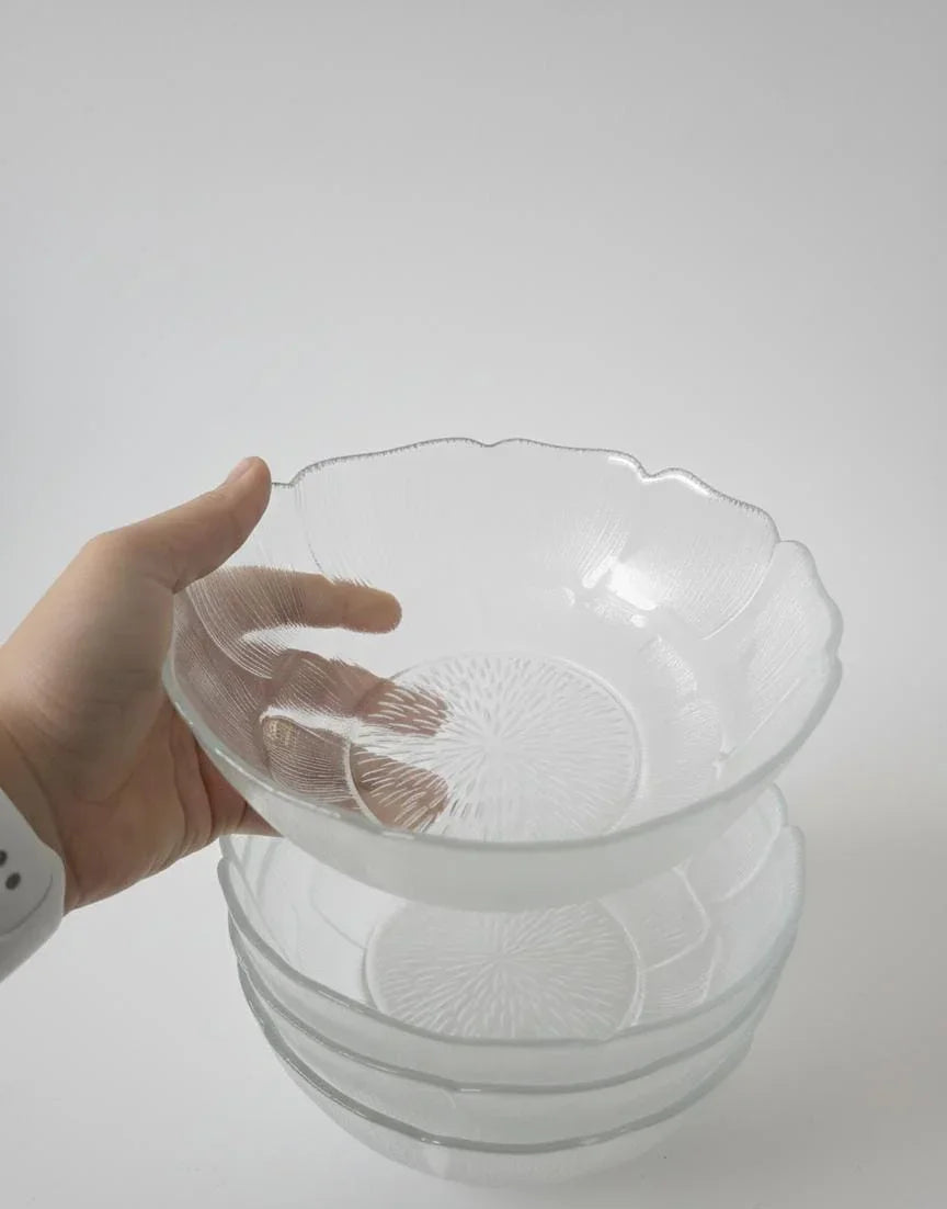 4 Textured Glass Fruit Bowls