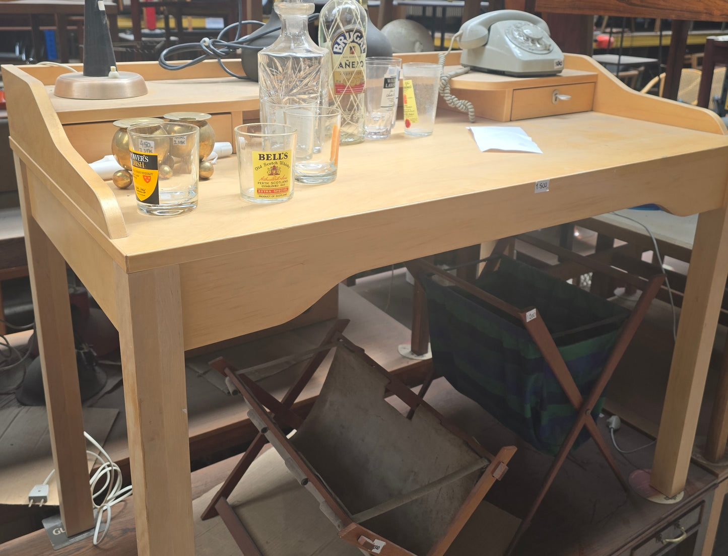 Vintage Scandinavian Light Wood Office Desk
