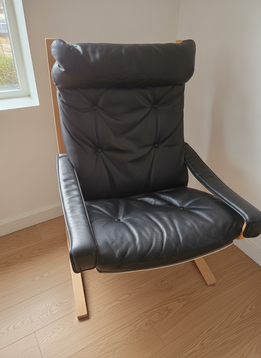 Ingmar Relling Black Leather Armchair