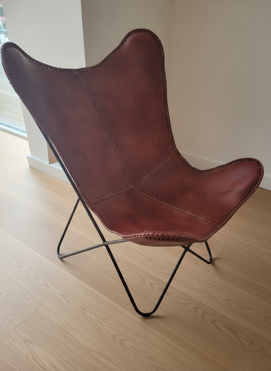 Red Leather Butterfly Chair