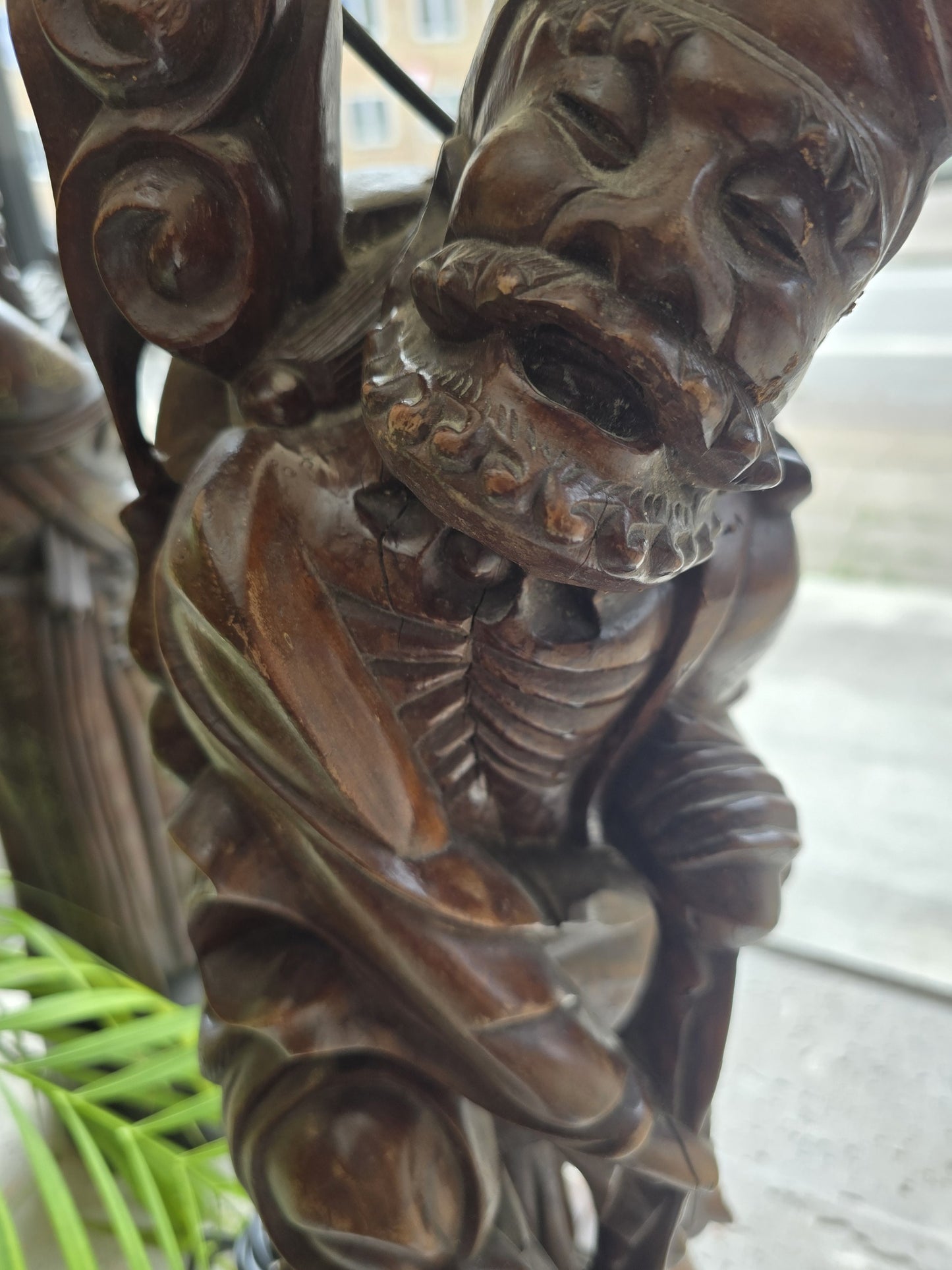 Carved Wood Gnome Figural Table Lamp