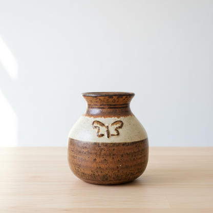 Vintage Ceramic Vase with Butterfly Motif