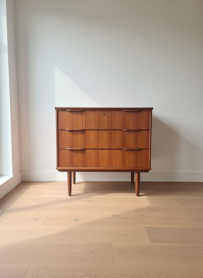 Vintage Scandinavian Teak 3-Drawer Dresser