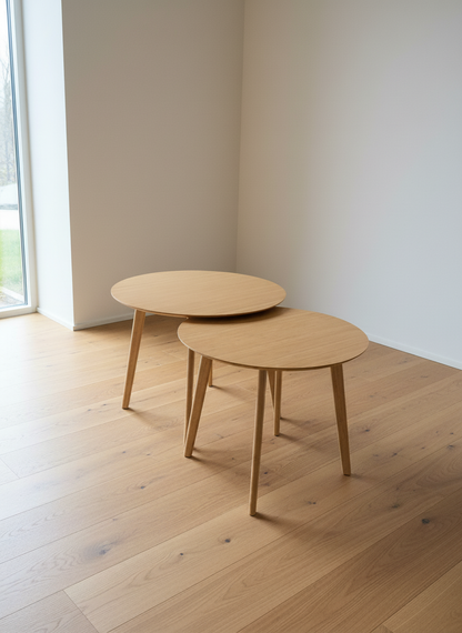 Round Bamboo Wood Coffee Table