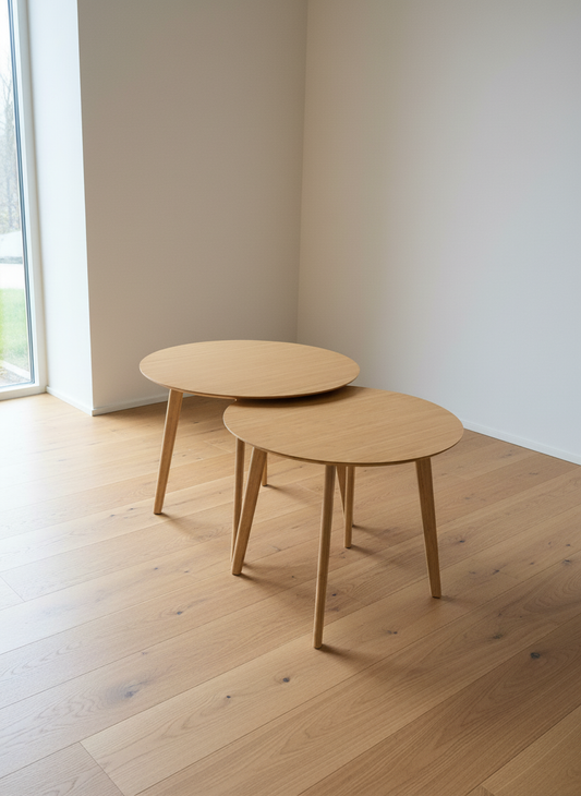 Round Bamboo Wood Coffee Table