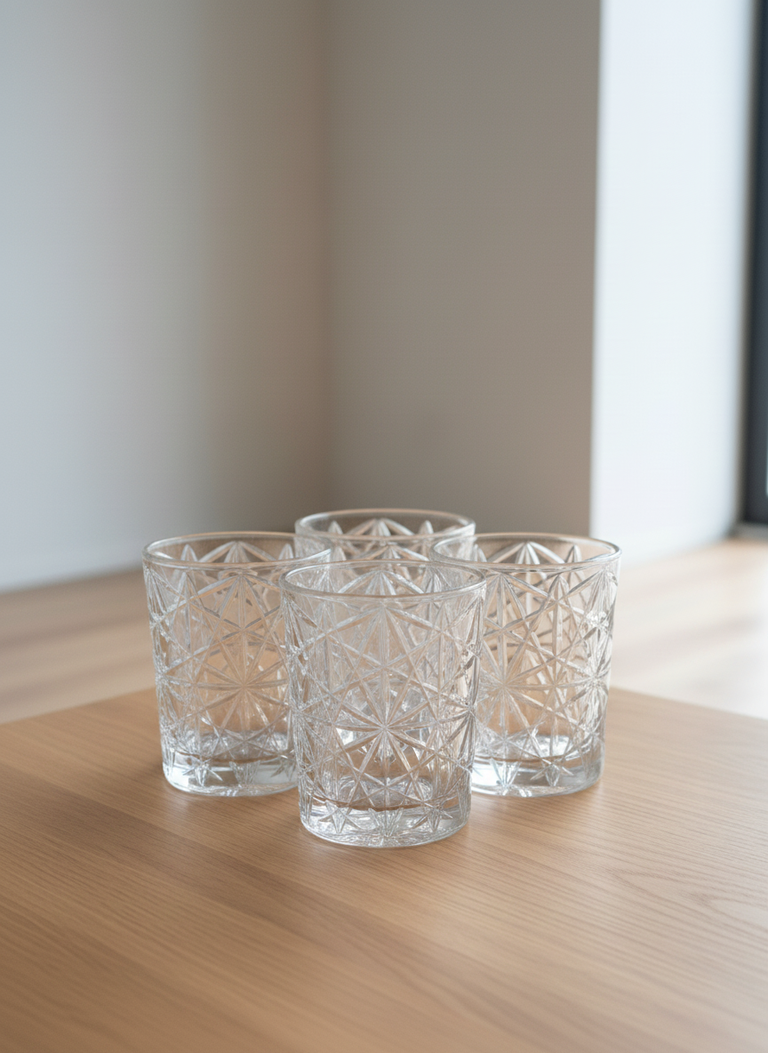 4 Bormioli Rocco Faceted Glasses