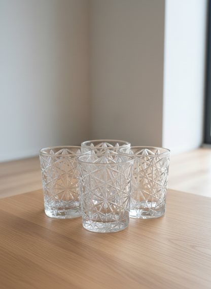 4 Bormioli Rocco Faceted Glasses