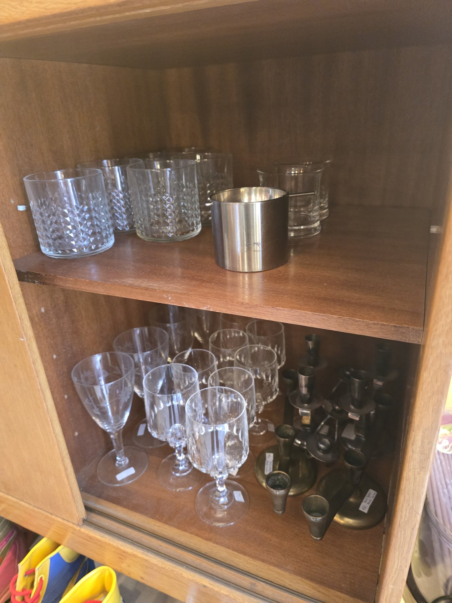 Oak Storage Cabinet with Sliding Doors