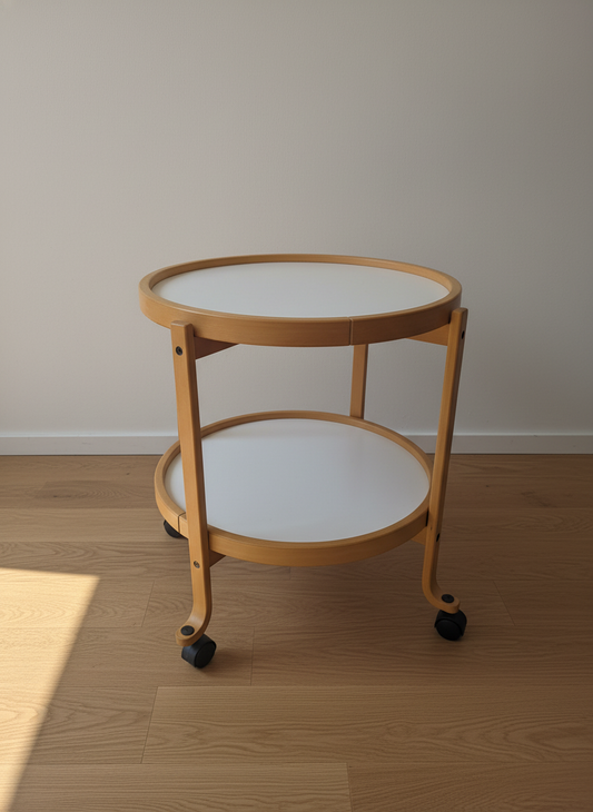 Bentwood & White Laminate Bar Cart Trolley