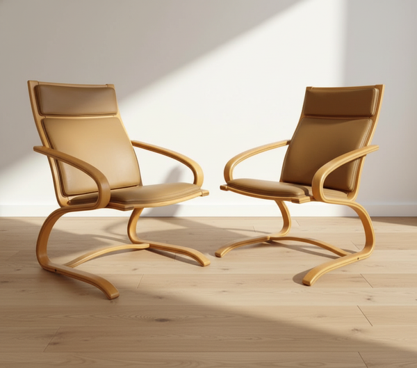 2 Danish Beechwood Lounge Chairs