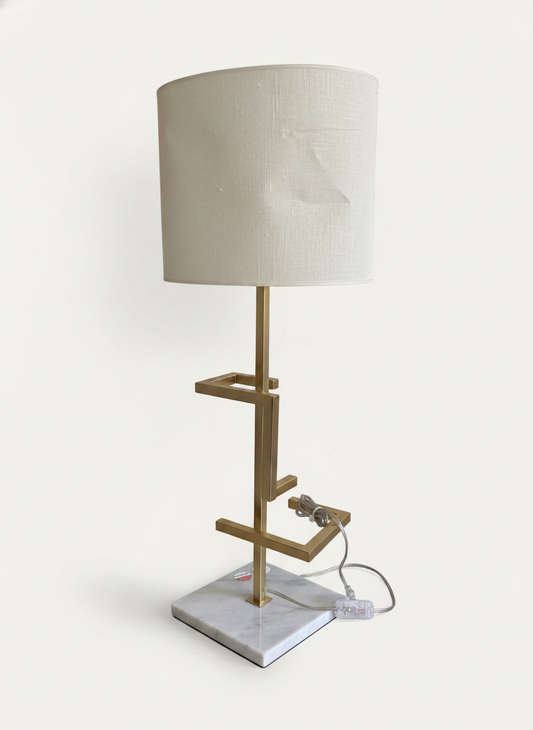 Gold Metal & Marble Geometric Table Lamp Base