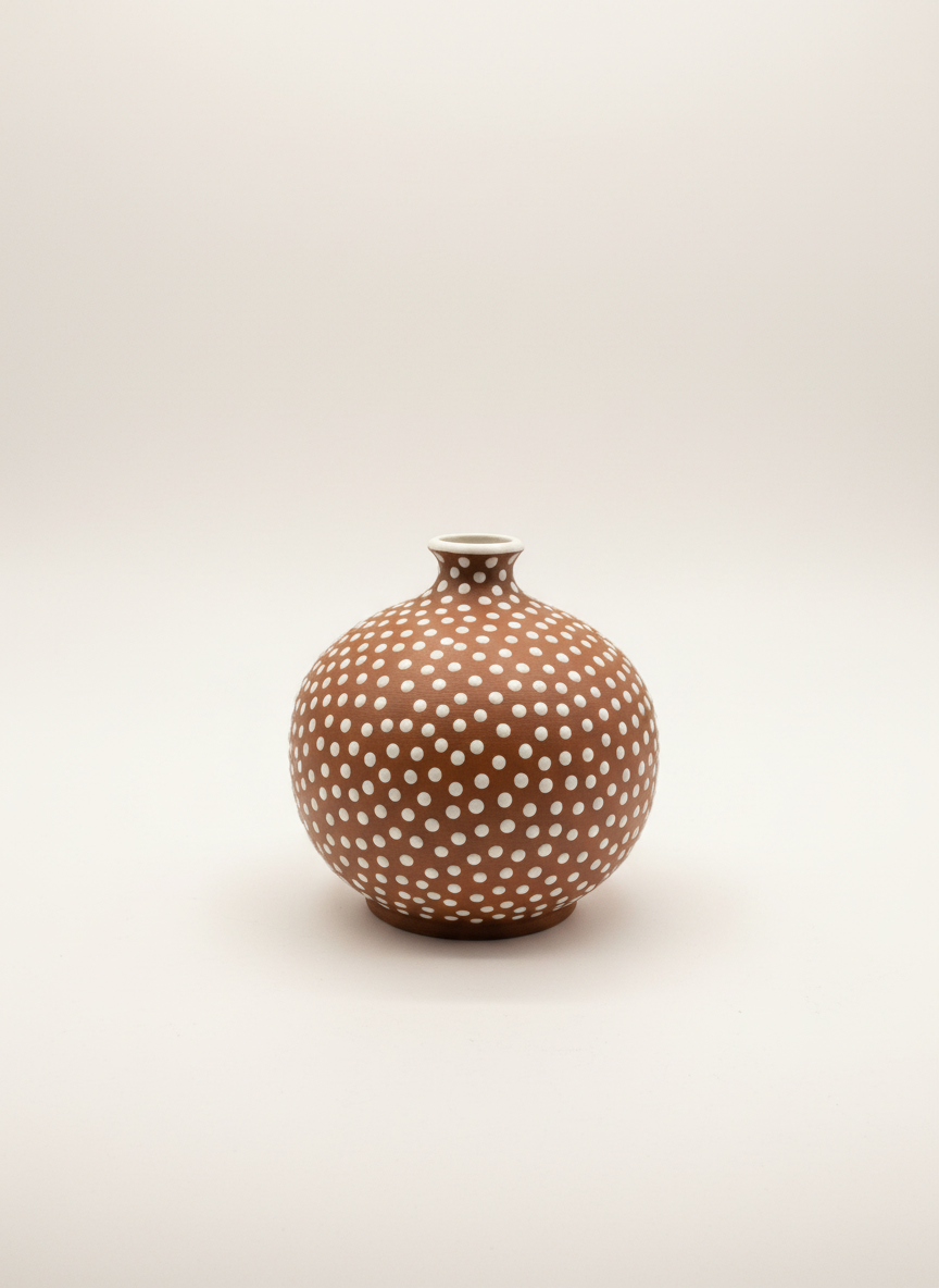 Vintage Zeuthen Denmark Polka Dot Ceramic Vase