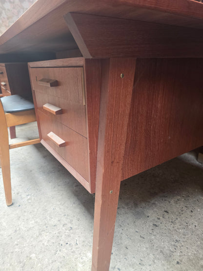 Vintage Scandinavian Teak Office Desk with Drawers