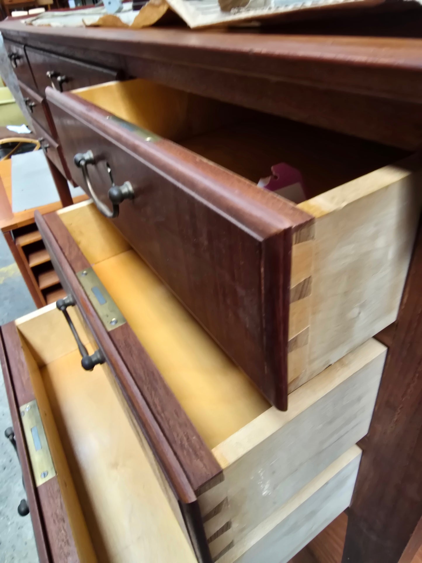 Teak Office Desk with 6 Drawers