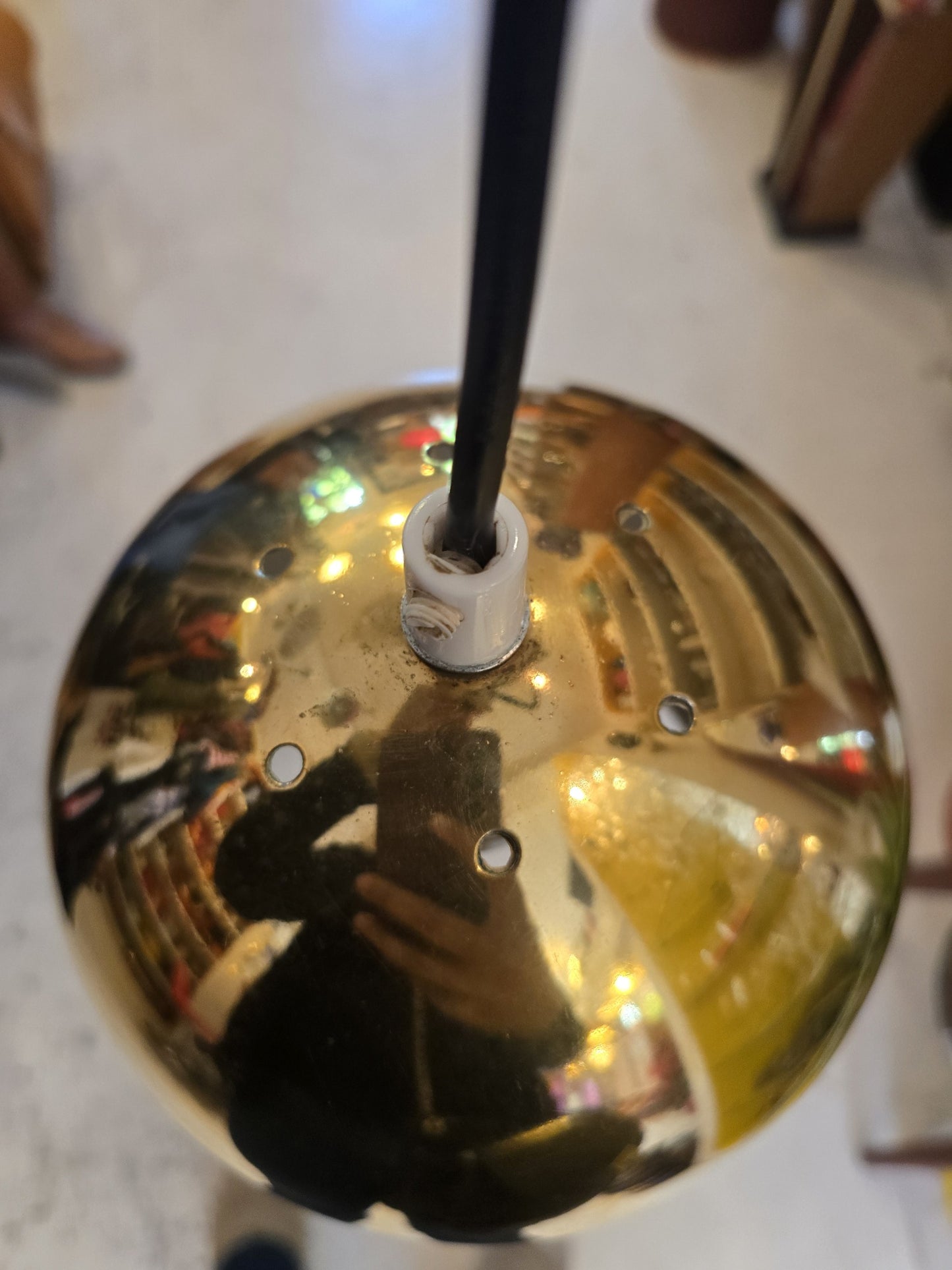 2 Gold Spherical Pendant Lights