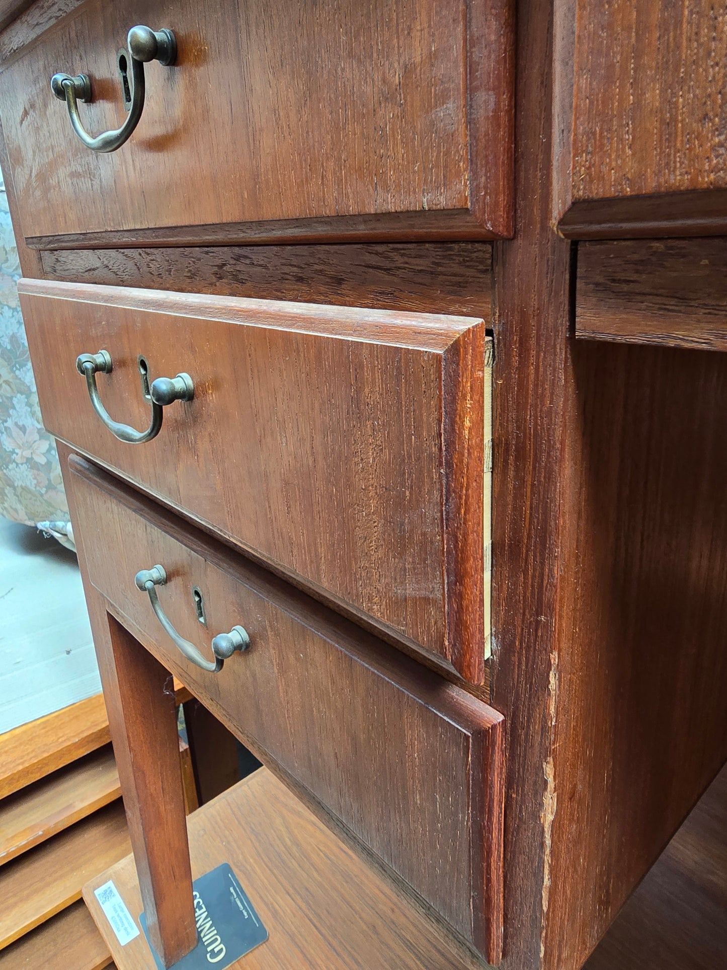 Teak Office Desk with 6 Drawers