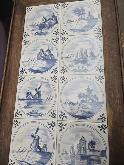 Wooden Serving Cart with Delft Tile Top