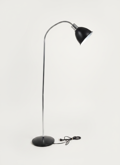 Black Floor Lamp with Chrome Flexible Neck