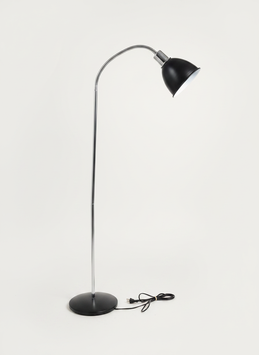 Black Floor Lamp with Chrome Flexible Neck