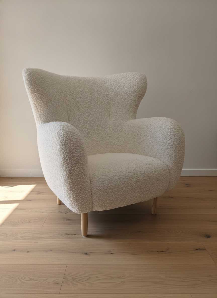 White Boucle Armchair