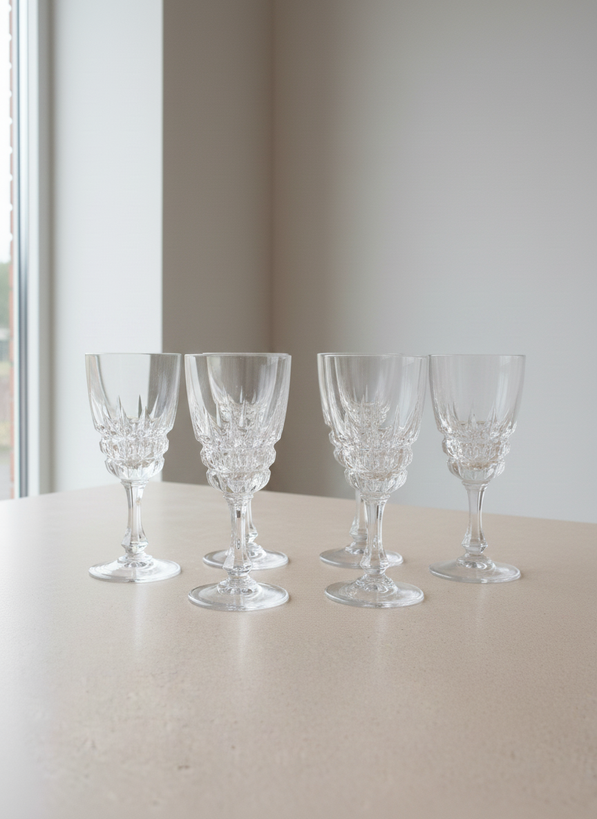 6 Clear Glass Champagne Flutes