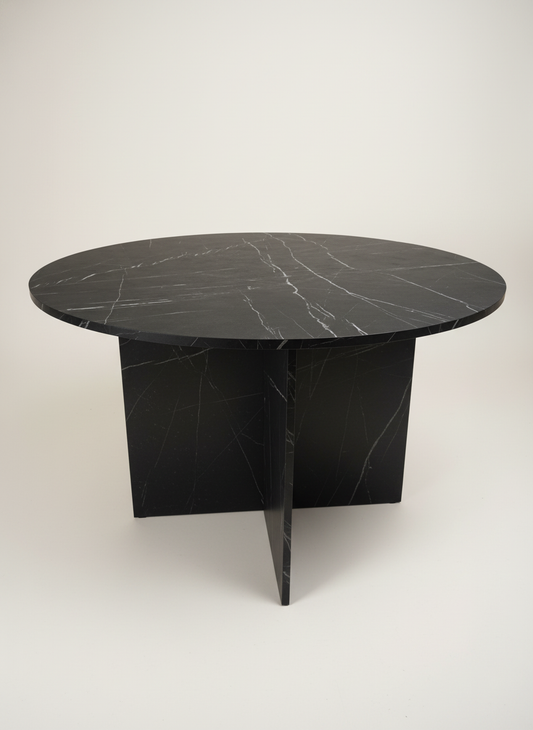 Modern Dark Marble-Look Round Table