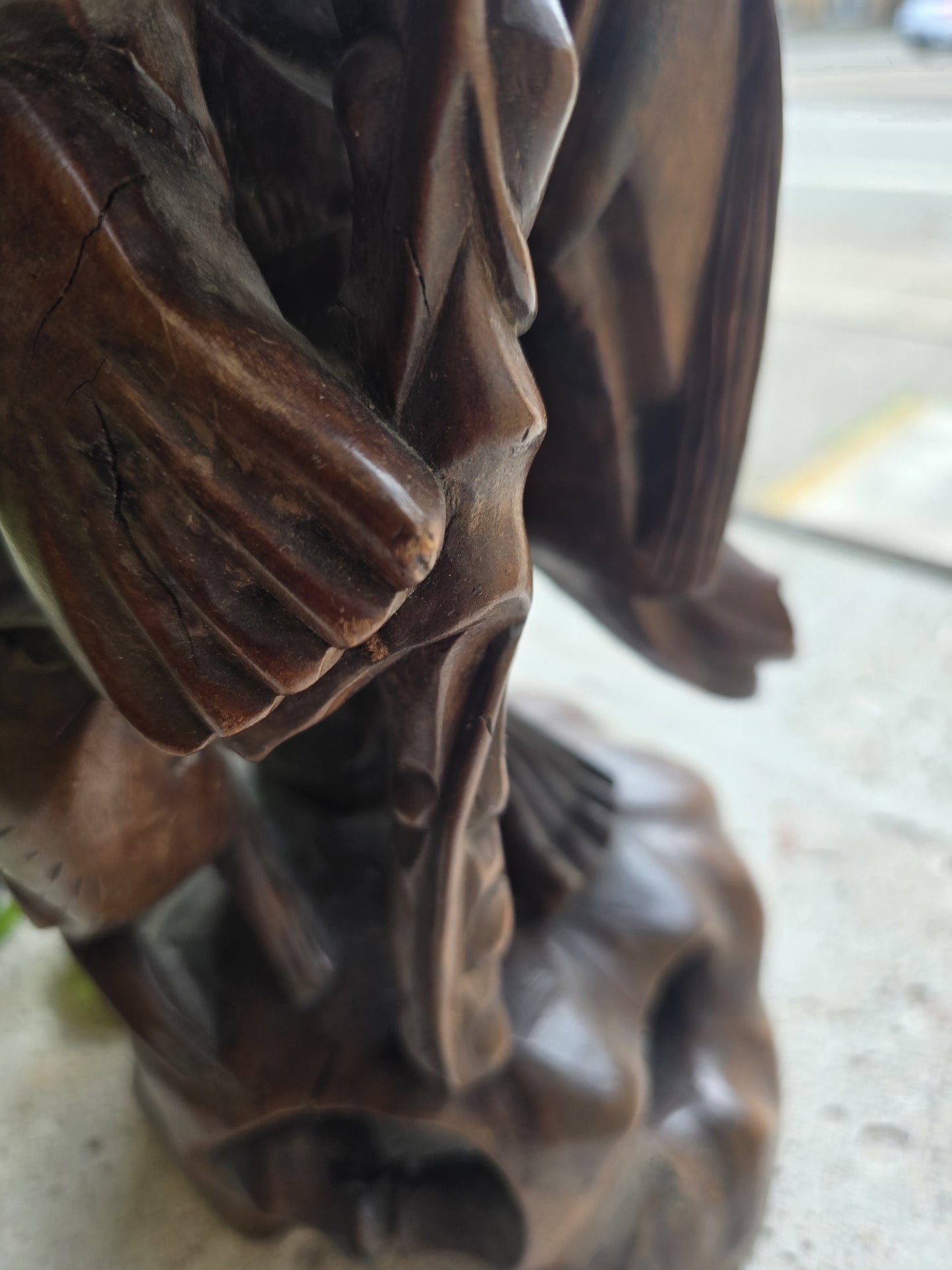 Carved Wood Gnome Figural Table Lamp