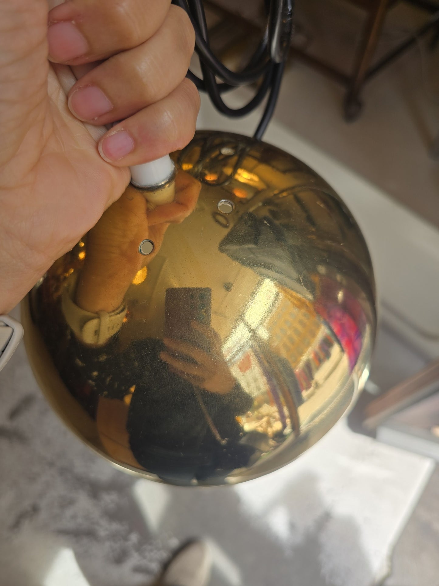 2 Gold Spherical Pendant Lights