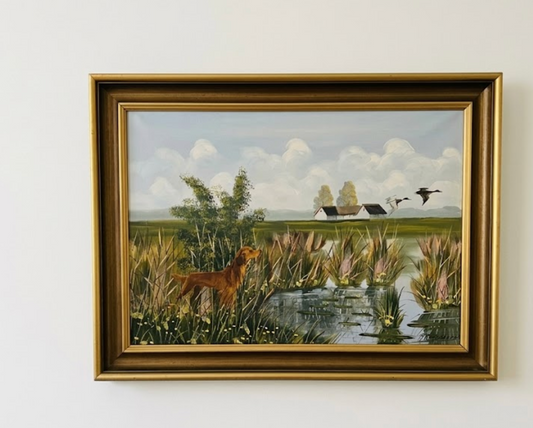 Hunting Dog Oil On Canvas