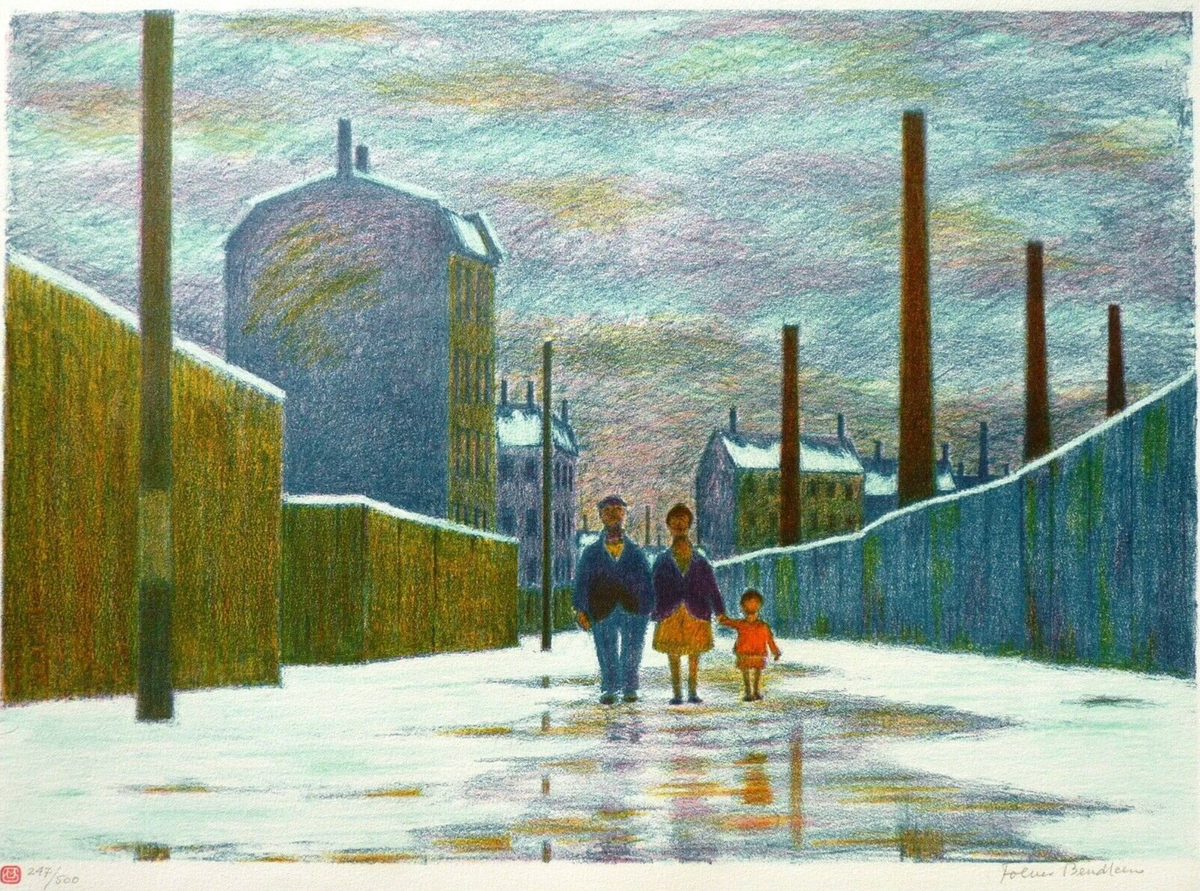 Folmer Bendtsen 'Three on the Way' Lithograph