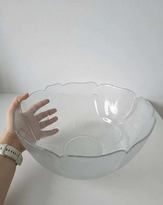 Large Floral Glass Serving Bowl