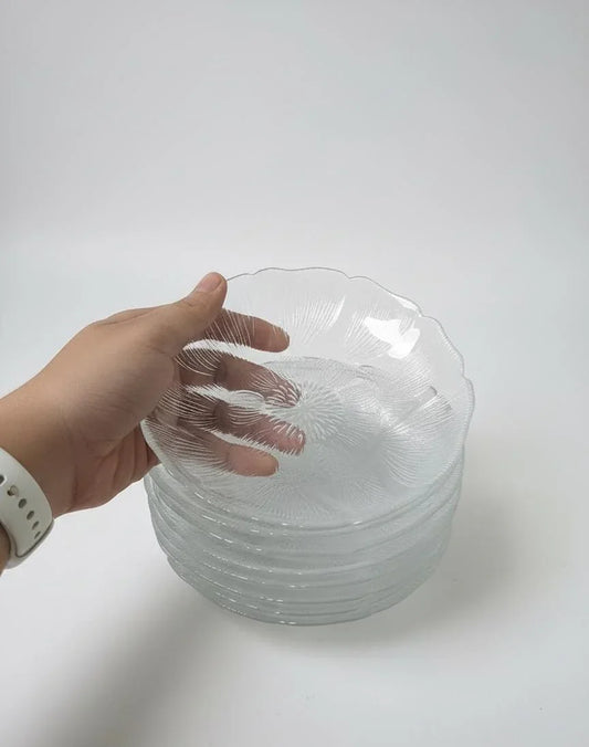6 Textured Glass Side Plates