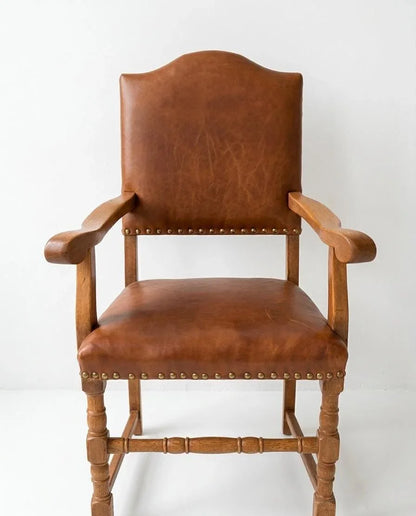 Hardwood Armchair in Oxblood Leather