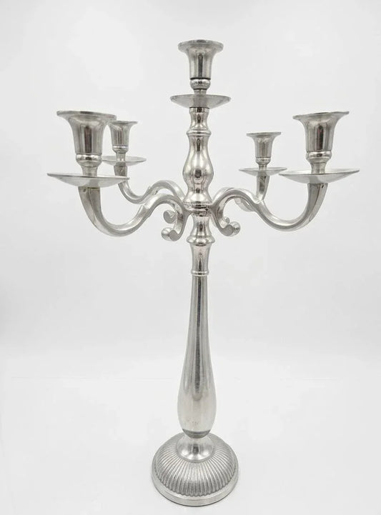 Ornate 5-Arm Silver Candelabra
