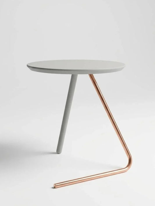 Minimalist Round Side Table with Copper Legs