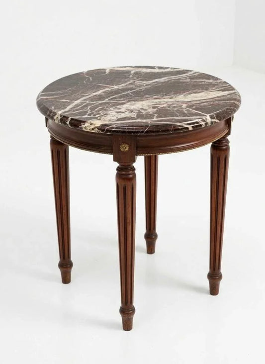 Marble-Top Pedestal Side Table