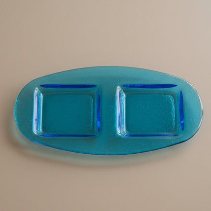 Turquoise Blue Glass Platter