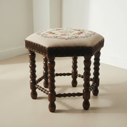 Hexagonal Hand-Stitched Footstool