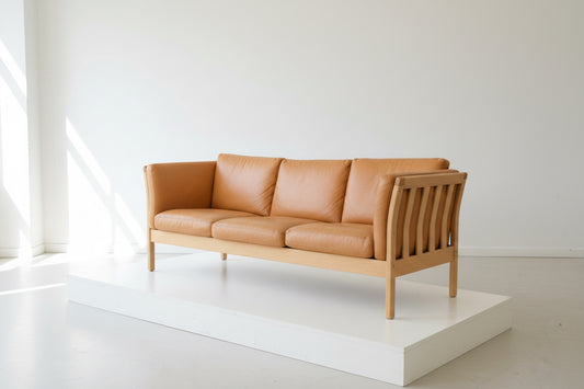 Cognac Leather 3-Seater Sofa