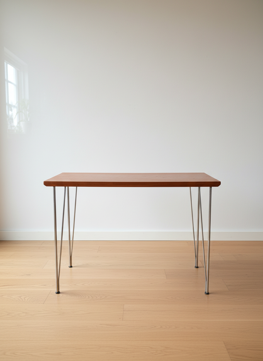 Arne Jacobsen Wooden Table, Hairpin Legs