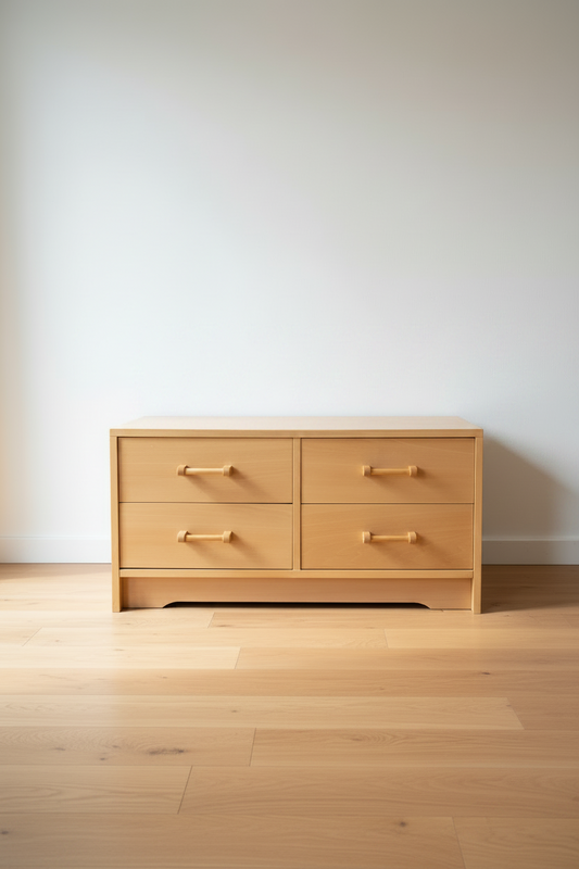 Light Wood Chest of Drawers with Wooden Handles