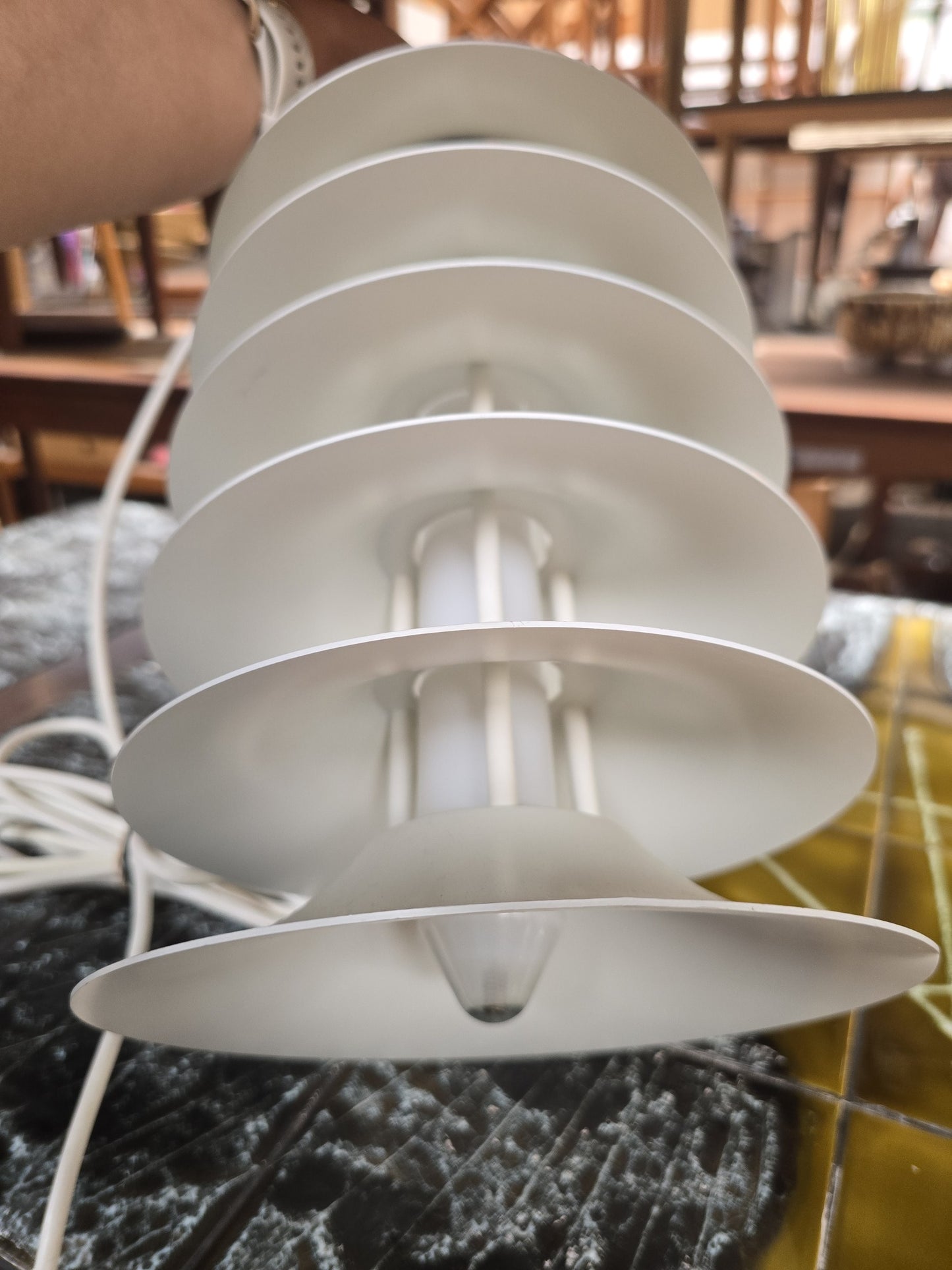White Pagoda Style Ceiling Lamp