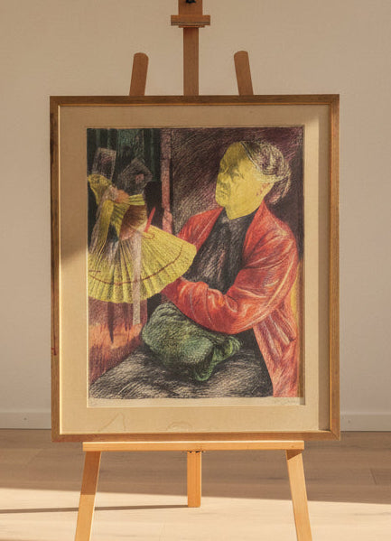 brugte-axel-jørgensen-ældre-kvinde-litografi-1954