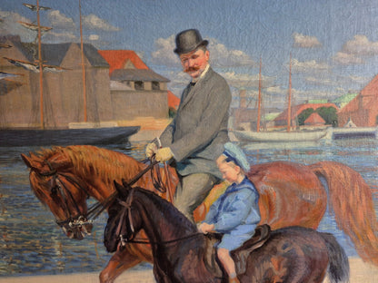brugte-oscar-matthiesen-dansk-1908-københavns-havnemaleri-olie-på-lærred-1