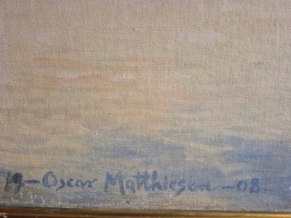 brugte-oscar-matthiesen-dansk-1908-københavns-havnemaleri-olie-på-lærred-3