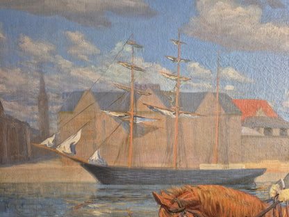 brugte-oscar-matthiesen-dansk-1908-københavns-havnemaleri-olie-på-lærred-4