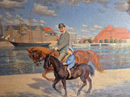 brugte-oscar-matthiesen-dansk-1908-københavns-havnemaleri-olie-på-lærred-5