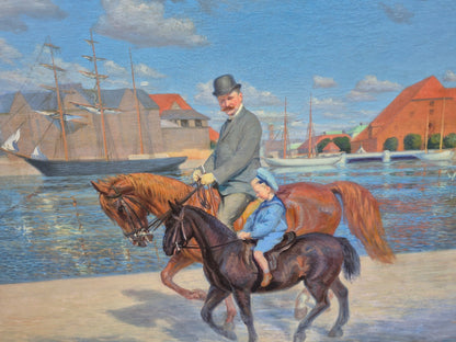 brugte-oscar-matthiesen-dansk-1908-københavns-havnemaleri-olie-på-lærred-8