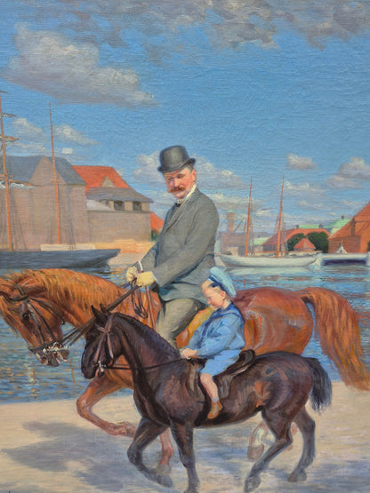 brugte-oscar-matthiesen-dansk-1908-københavns-havnemaleri-olie-på-lærred-9